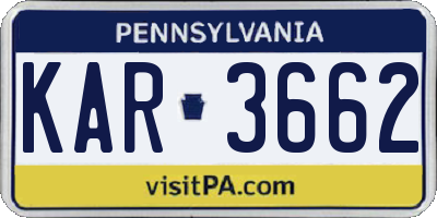 PA license plate KAR3662