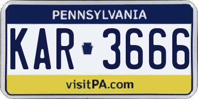 PA license plate KAR3666
