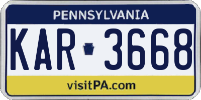 PA license plate KAR3668