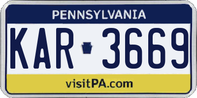 PA license plate KAR3669