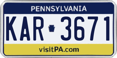 PA license plate KAR3671