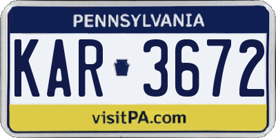 PA license plate KAR3672