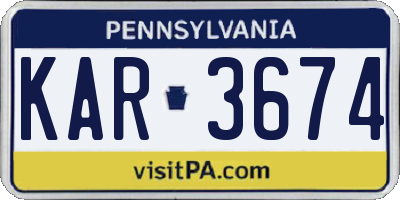 PA license plate KAR3674