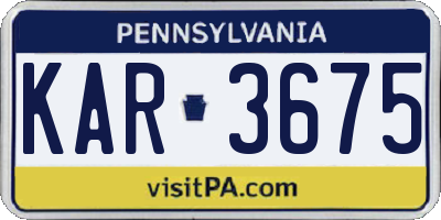 PA license plate KAR3675