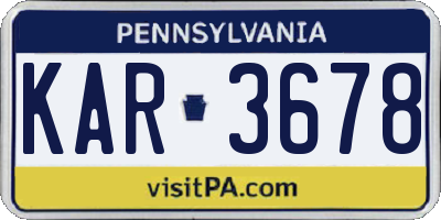 PA license plate KAR3678
