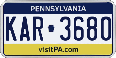 PA license plate KAR3680