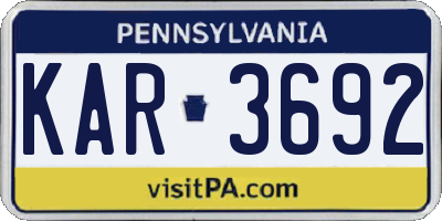 PA license plate KAR3692