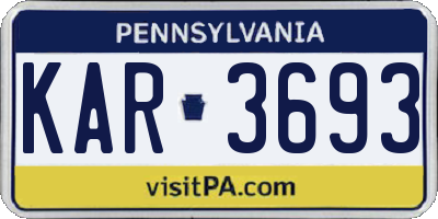 PA license plate KAR3693