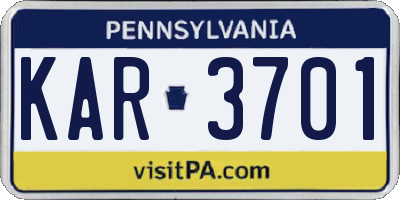 PA license plate KAR3701