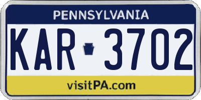 PA license plate KAR3702