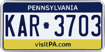 PA license plate KAR3703