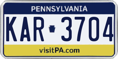 PA license plate KAR3704