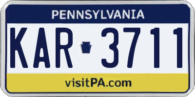 PA license plate KAR3711