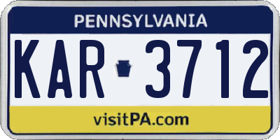 PA license plate KAR3712
