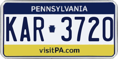 PA license plate KAR3720