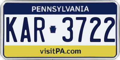 PA license plate KAR3722