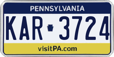 PA license plate KAR3724