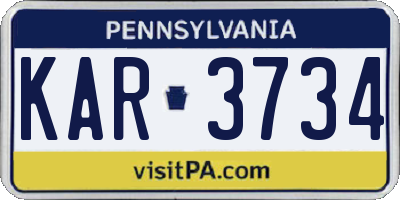 PA license plate KAR3734