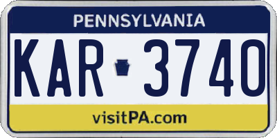 PA license plate KAR3740