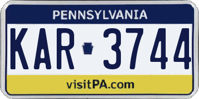 PA license plate KAR3744