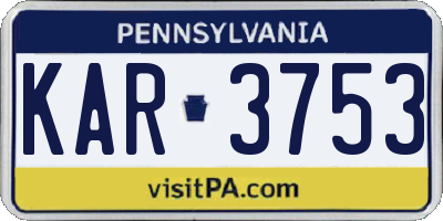 PA license plate KAR3753