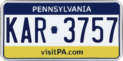 PA license plate KAR3757