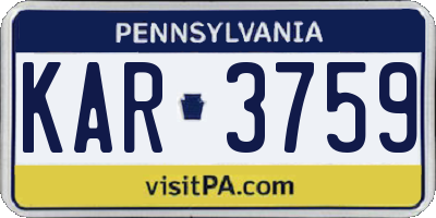 PA license plate KAR3759