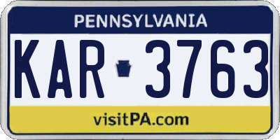 PA license plate KAR3763
