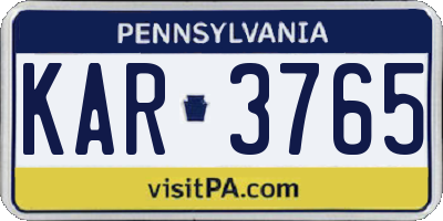 PA license plate KAR3765