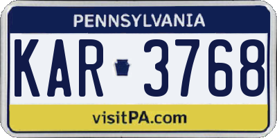 PA license plate KAR3768