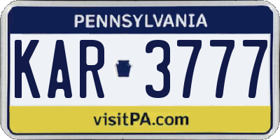 PA license plate KAR3777
