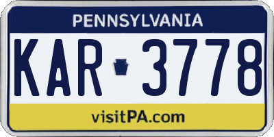 PA license plate KAR3778