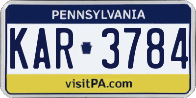 PA license plate KAR3784