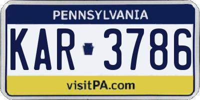 PA license plate KAR3786