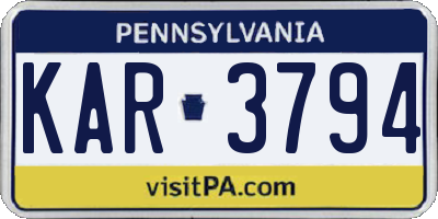 PA license plate KAR3794