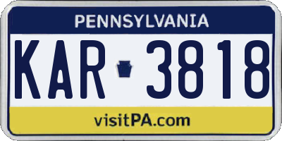PA license plate KAR3818