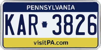 PA license plate KAR3826