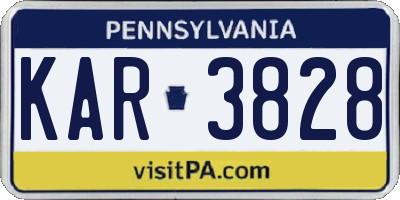 PA license plate KAR3828