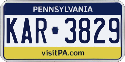 PA license plate KAR3829