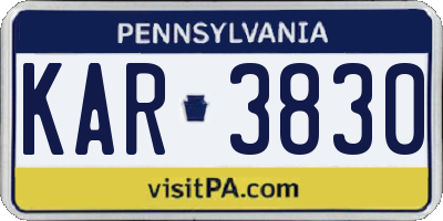 PA license plate KAR3830
