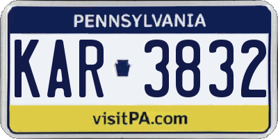 PA license plate KAR3832