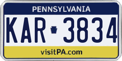 PA license plate KAR3834