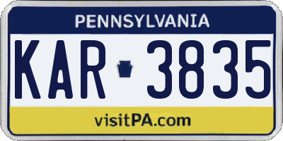 PA license plate KAR3835