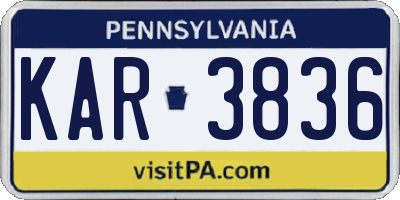 PA license plate KAR3836