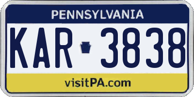 PA license plate KAR3838