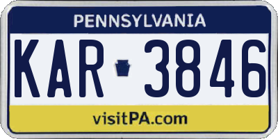 PA license plate KAR3846