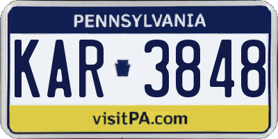 PA license plate KAR3848
