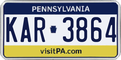 PA license plate KAR3864