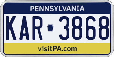 PA license plate KAR3868