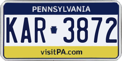 PA license plate KAR3872